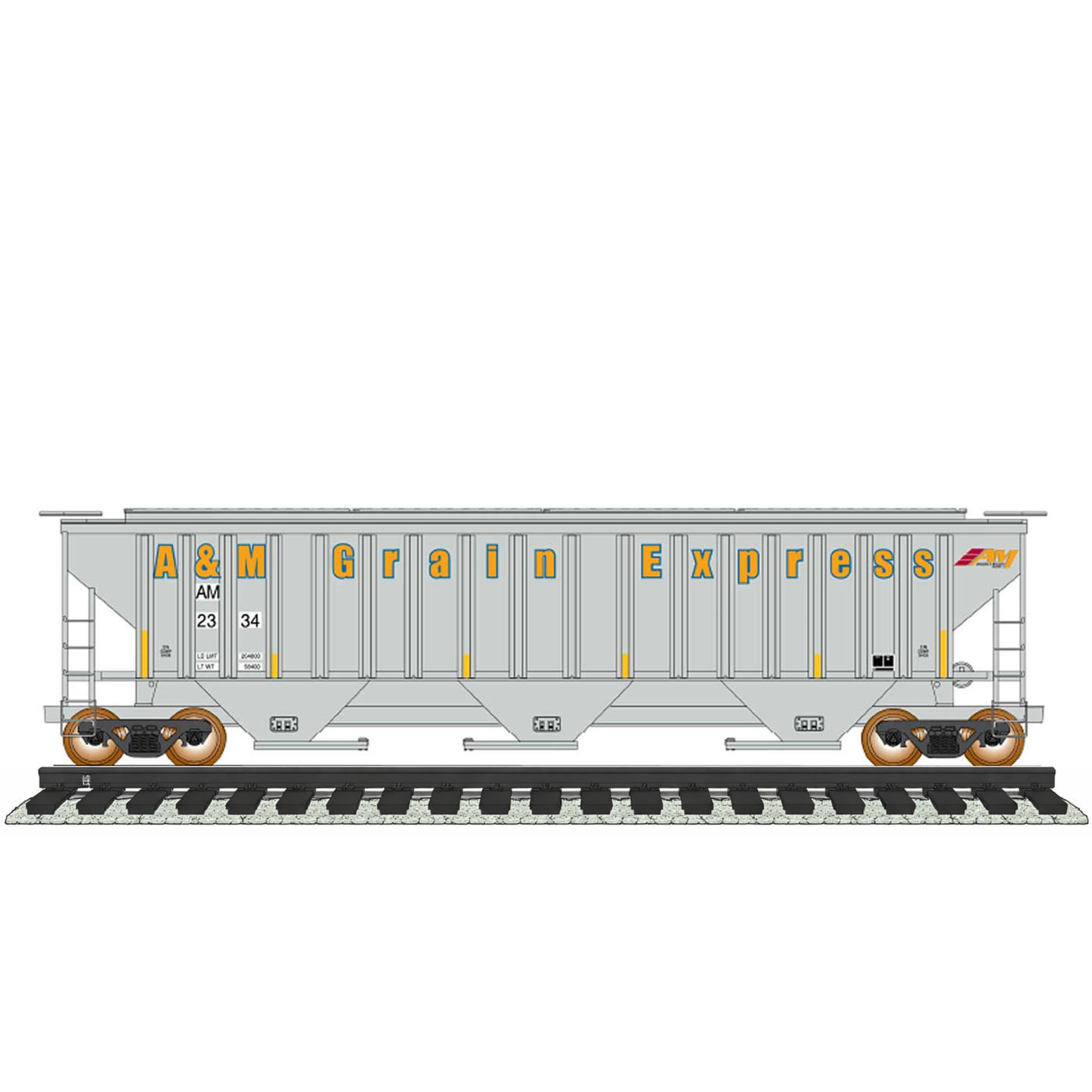 Intermountain (453100) | 4750 Cu Ft Rib-Sided (18 Rib) 3-Bay Covered Hopper | A&M Grain Express #2340 | HO Scale