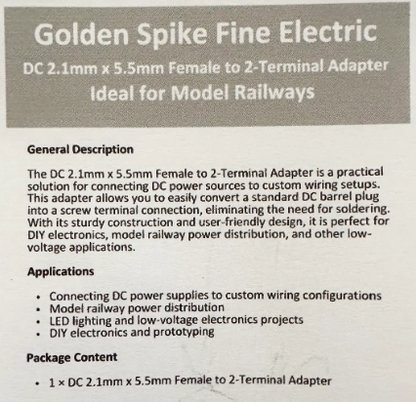 Golden Spike Fine Electric Female to 2-Terminal Adapter