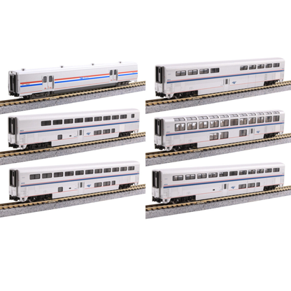 Kato Amtrak Superliner Phase VI 6-Unit Bookcase Set | Pre-Lit | N Scale