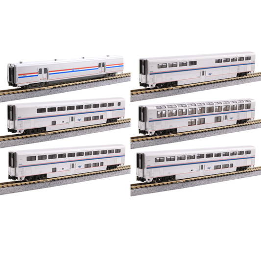 Kato Amtrak Superliner Phase VI 6-Unit Bookcase Set | Pre-Lit | N Scale