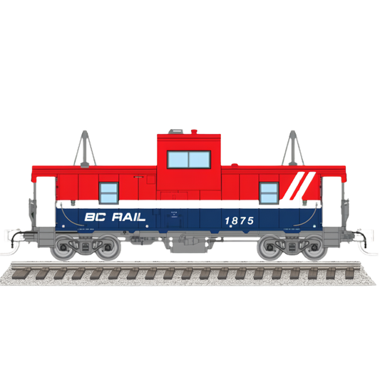 Rapido (510055) | Wide Vision Caboose w/ Lights | BC Rail #1875 | Hockey Scheme | N Scale [PRE-ORDER]