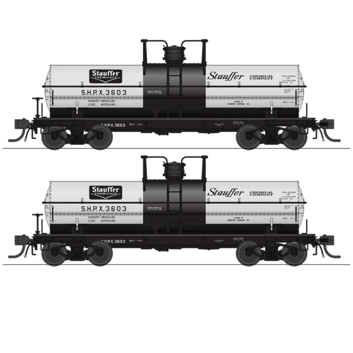 Broadway Limited Imports (10359) | 6,000 Gallon Tank Car | Stauffer Chemical SHPX #3505 + #3506 | 2-Pack | HO Scale [PRE-ORDER]