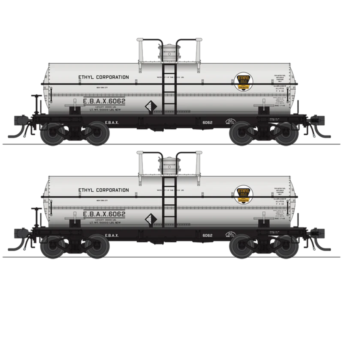 Broadway Limited Imports (10354) | 6,000 Gallon Tank Car | Ethyl Corporation EBAX #6066 + #6067 | 2-Pack | HO Scale [PRE-ORDER]