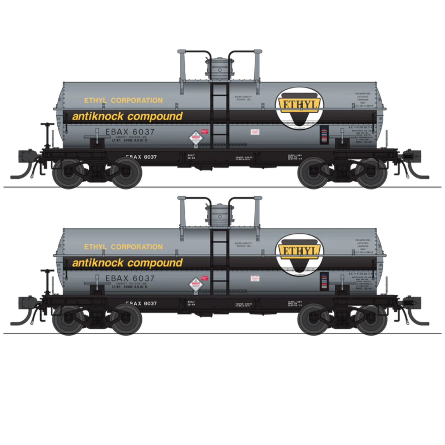 Broadway Limited Imports (10355) | 6,000 Gallon Tank Car | Ethyl Corporation EBAX #6022 + #6023 | 2-Pack | HO Scale [PRE-ORDER]