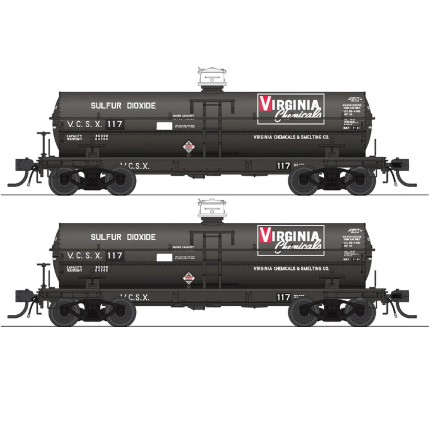 Broadway Limited Imports (10361) | 6,000 Gallon Tank Car | Virginia Chemical VCSX #171 + #177 | 2-Pack | HO Scale [PRE-ORDER]