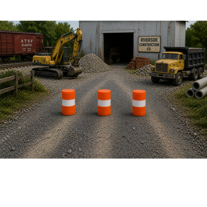 Big Dog Trains | Construction Barrels | Pkg of 10 | HO Scale