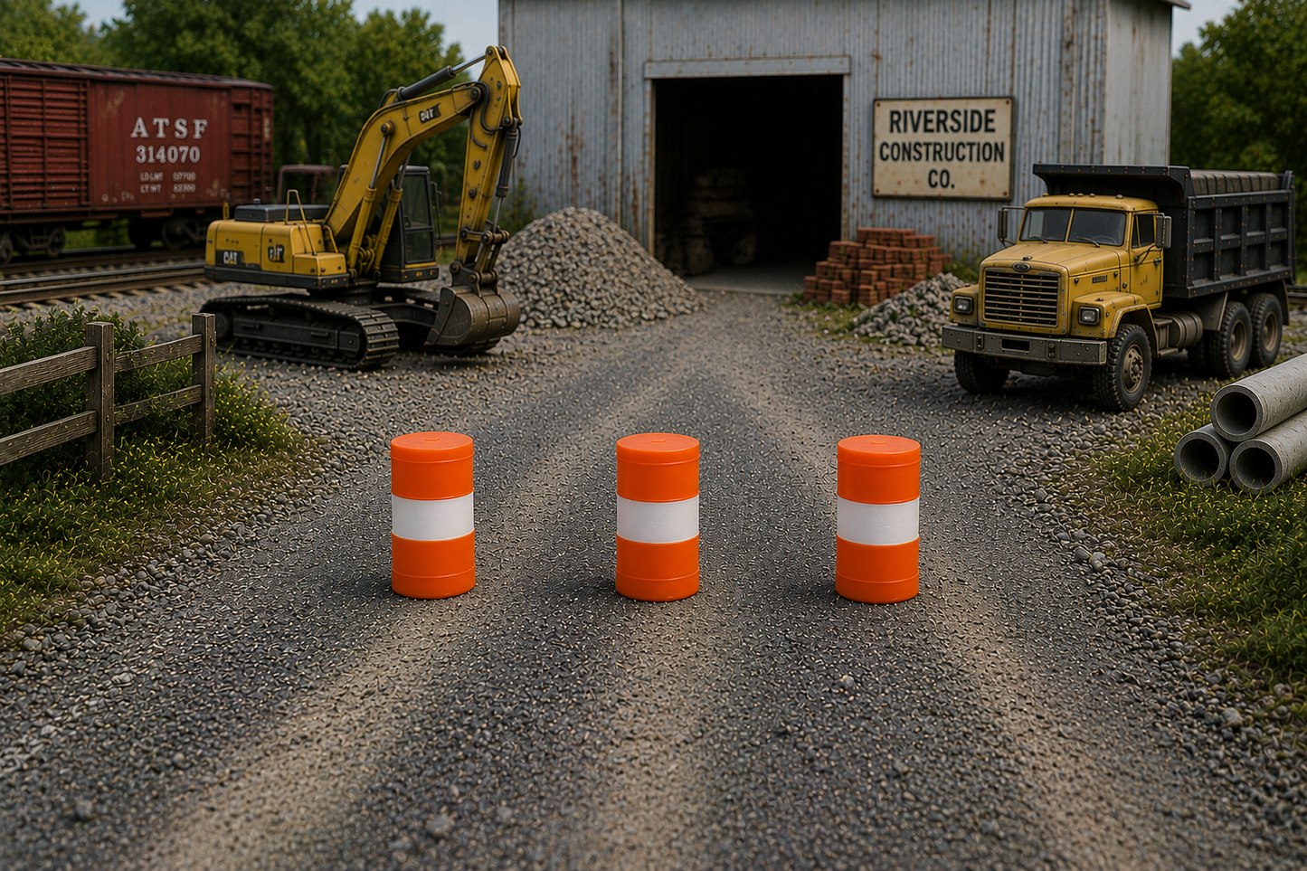 Big Dog Trains | Construction Barrels | Pkg of 10 | HO Scale