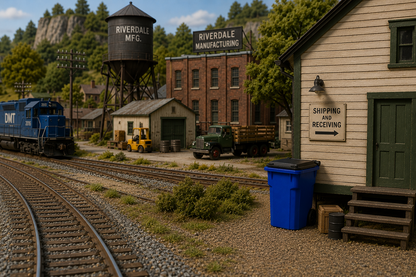 Big Dog Trains | Blue Trash Can | Pkg of 10 | HO Scale
