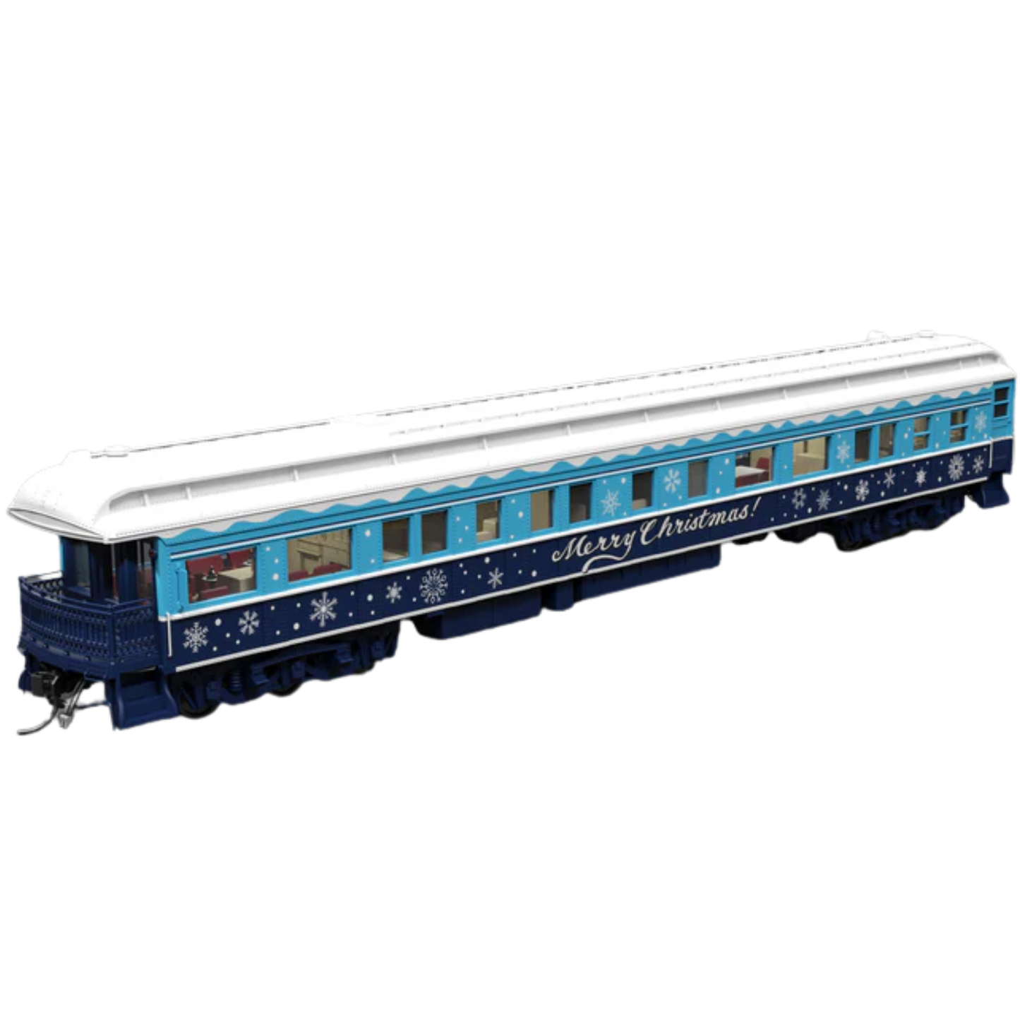Broadway Limited Imports (9725) • Business Car w/ Lights • Merry Christmas • Blue & White Holiday • HO Scale