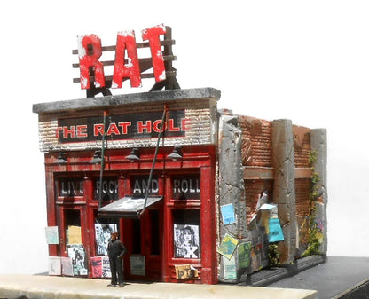 Downtown Deco (1085) • The Rat Hole • Cast-Hydrocal Kit w/ Signs • HO Scale
