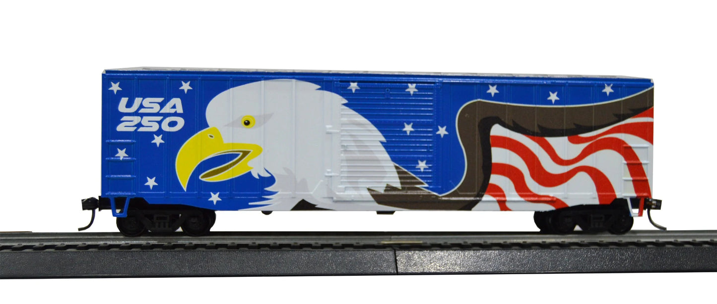 Value Trains (N10111) | ACF 50' 6" Boxcar | Eagle Head USA 250 Scheme | N Scale