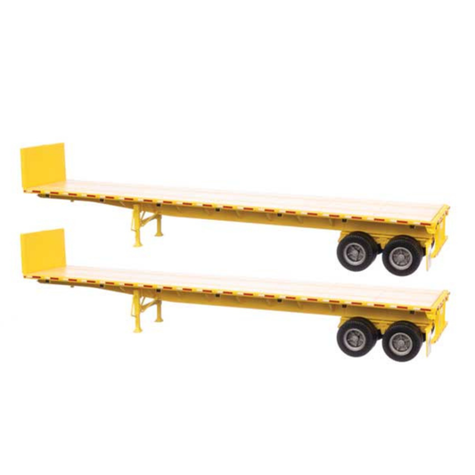 Walthers SceneMaster (949-2702) | 40' Flatbed Trailer | Yellow | Ready to Run | 2 Pack | HO Scale
