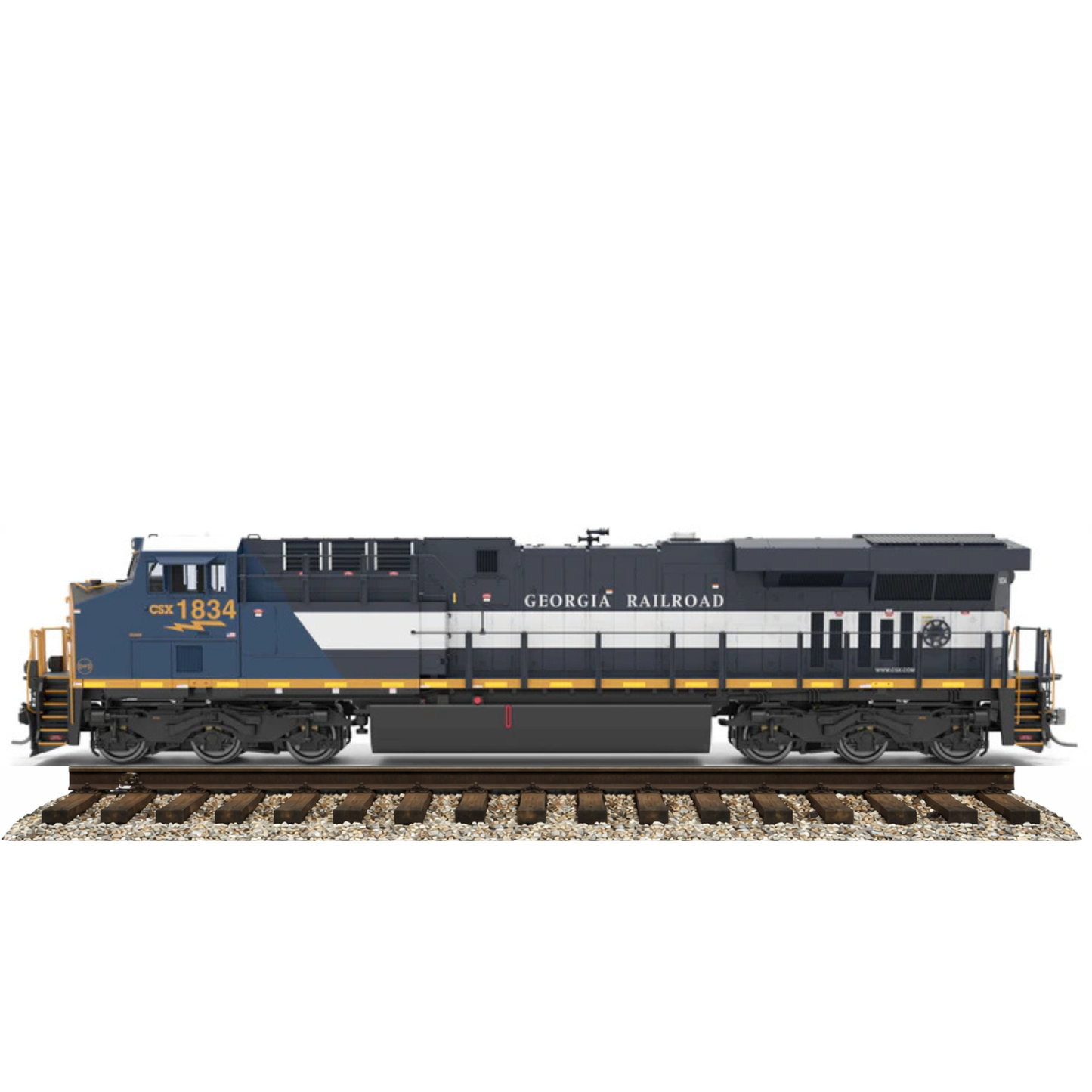 Broadway Limited Imports (9447) GE ES44AC | CSX #1834 Georgia Railroad Heritage Unit | Stealth\DC\DCC-Ready | HO Scale  [OPTIONAL DCC UPGRADE]