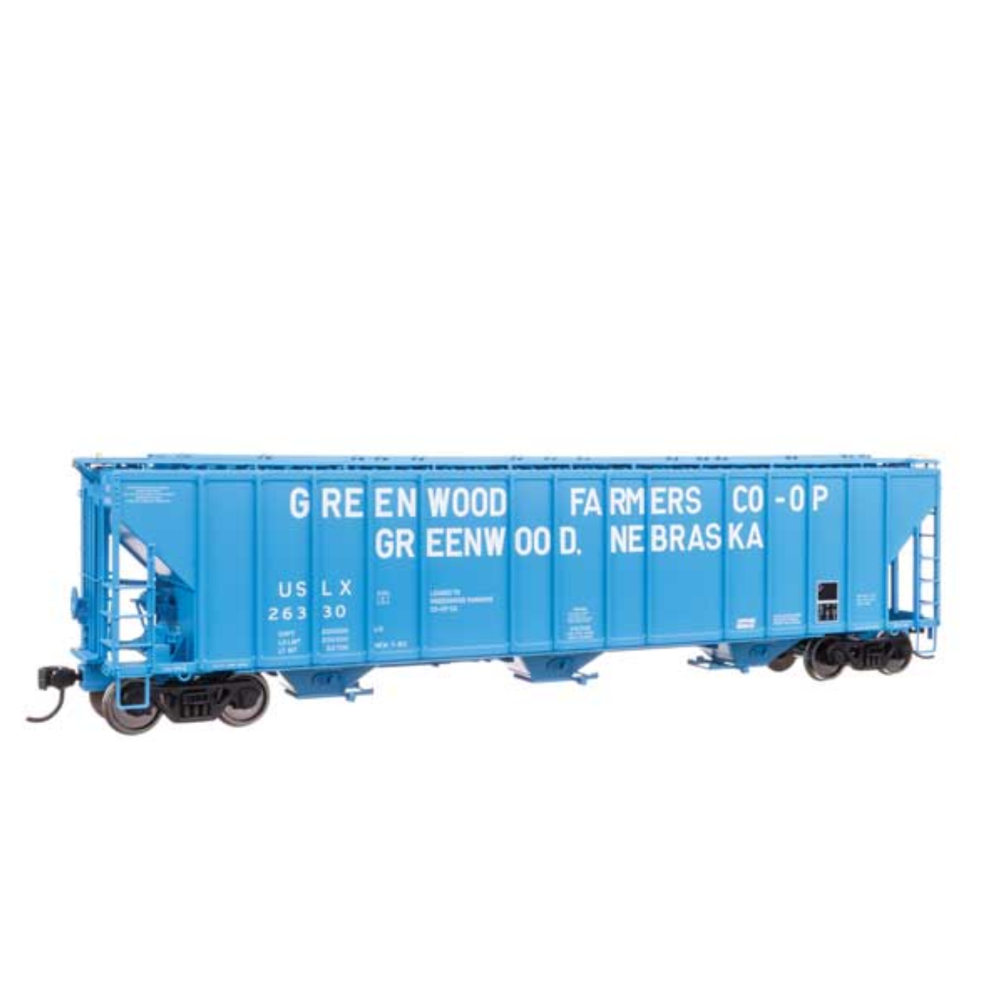 WalthersProto 920-106193 • 55' Evans 4780 Covered Hopper • Greenwood USLX #26344 • HO Scale