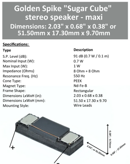 Golden Spike Sugar Cube Stereo Speaker "Maxi" 8 Ohm