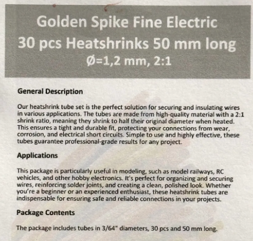 Golden Spike Fine Electric Heatshrinks (50 mm, 30 pcs)