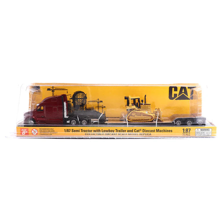 Diecast Masters (84419) | Peterbilt Model 579 UltraLoft Tandem Tractor w/ Lowboy Trailer and CAT D5M Dozer | HO Scale