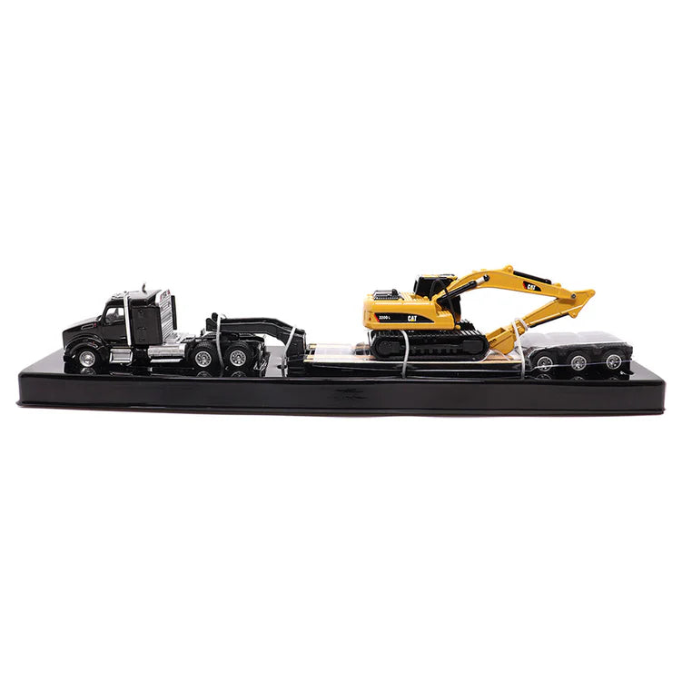 Diecast Masters (84420) | Kenworth T880s SBFS 40in-Sleeper Tandem Tractor w/ Lowboy Trailer and CAB 320D L Hydraulic Excavator | HO Scale