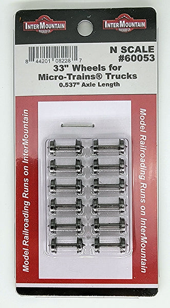 InterMountain, 33″ Wheels for Micro-Trains(R) Trucks, 0.537″ Axle Length, Pkg of 12, N Scale
