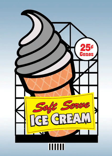 Miller Engineering (44-3002) • Light Works USA • Animated Neon Sign • Ice Cream • Kit • HO / N Scale