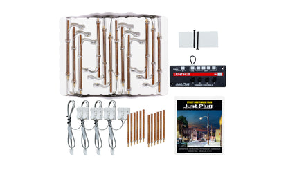 Woodland Scenics (5900) | Wooden Light Poles | Just Plug Value Pack w/ Light Hub | Pkg of 12 | HO Scale