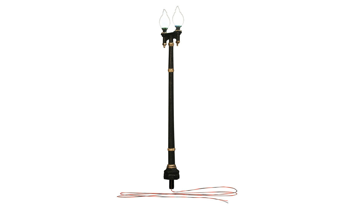 Woodland Scenics (5901) | Double Lamp Post | Just Plug Value Pack w/ Light Hub | Pkg of 12 | HO Scale