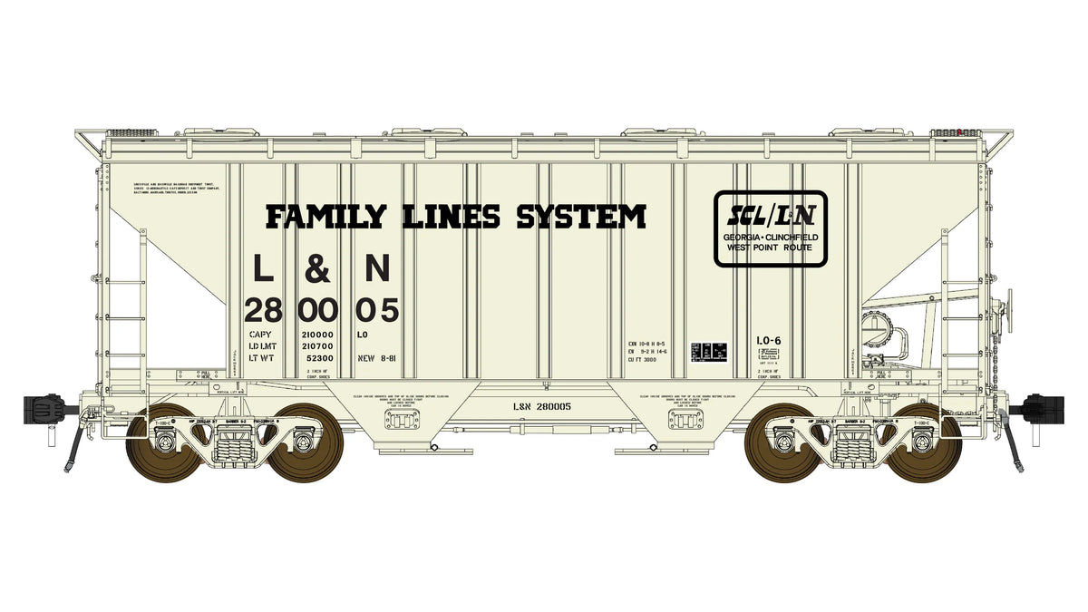 Class One Model Works FC01026 PS 3000CD Two-Bay Hopper Family Lines Louisville & Nashville #280005 HO Scale