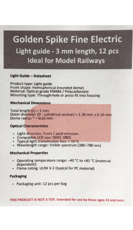 Golden Spike Light Guide 3mm | 12 pcs | All Scales