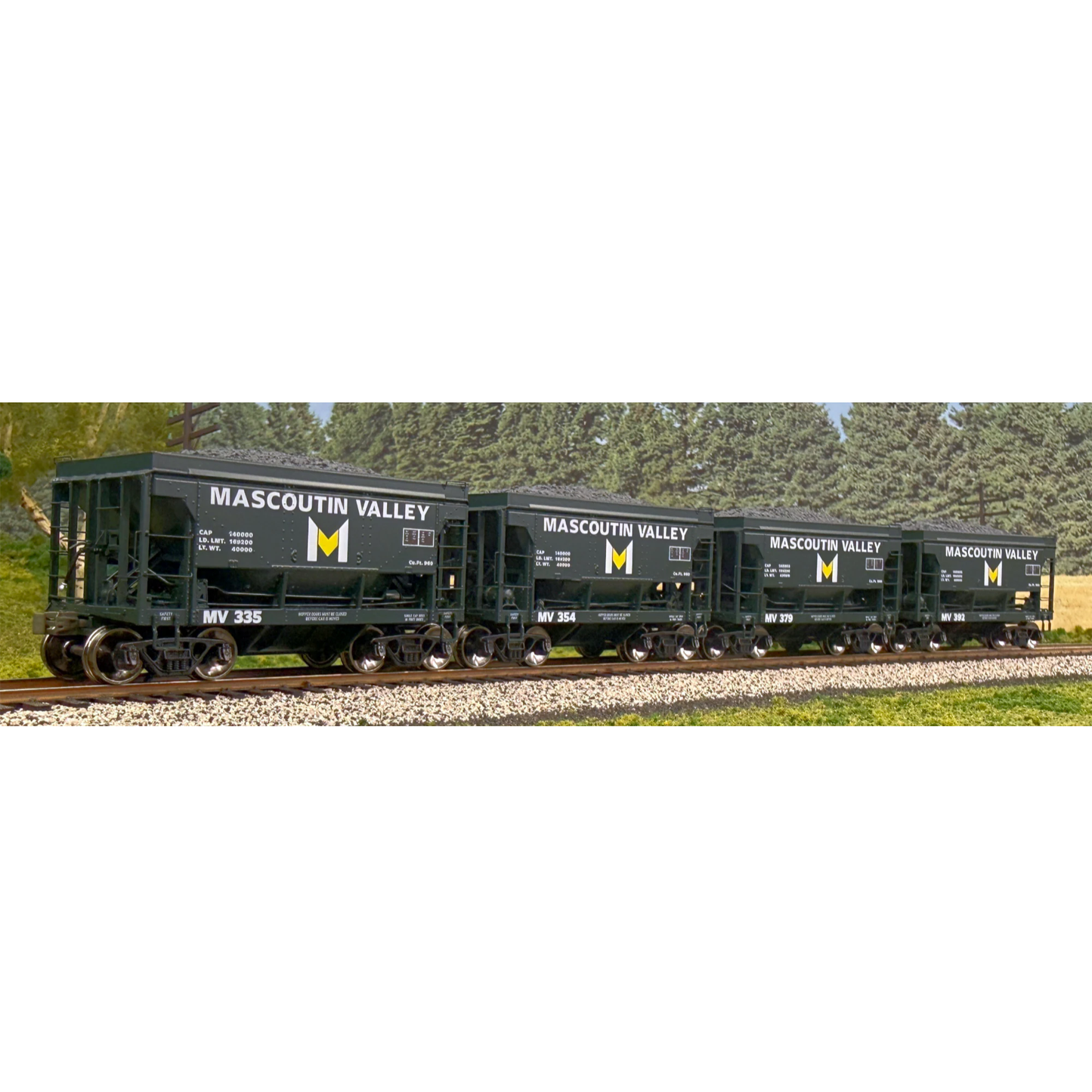 Fox Valley/Scale Trains (MV 335-354-379-393) • PSC 70-Ton Ore Car • Mascoutin Valley Mining • 4-Pack • Home Shops Collaboration • HO Scale