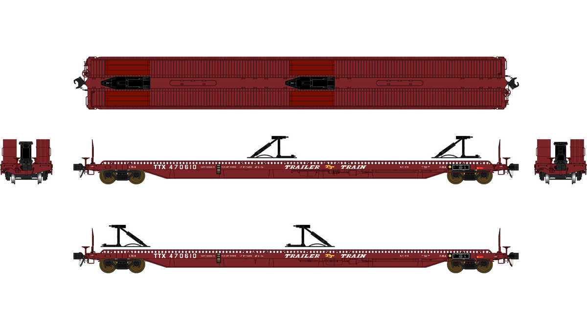 Class One Model Works (FC00838) F39A Flatcar 75' - Trailer Train - TTX TTX 470673 HO Scale