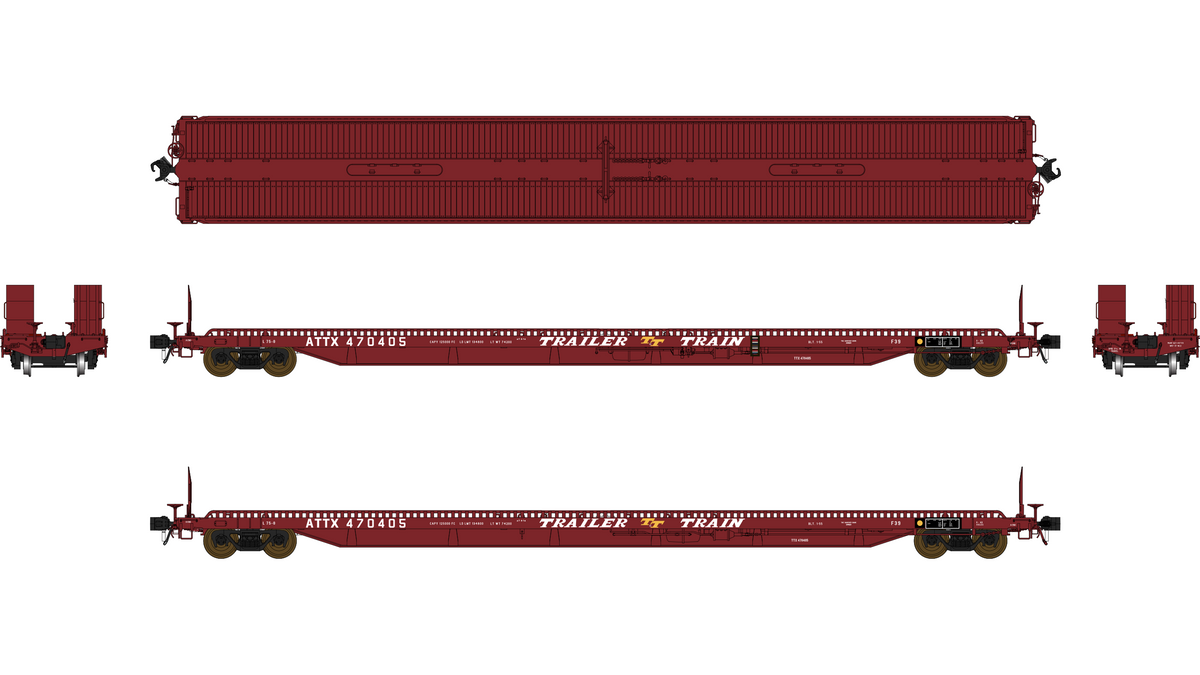 Class One Model Works (FC00821) F39 Flatcar 75' - Trailer Train - ATTX ATTX 470405 HO Scale