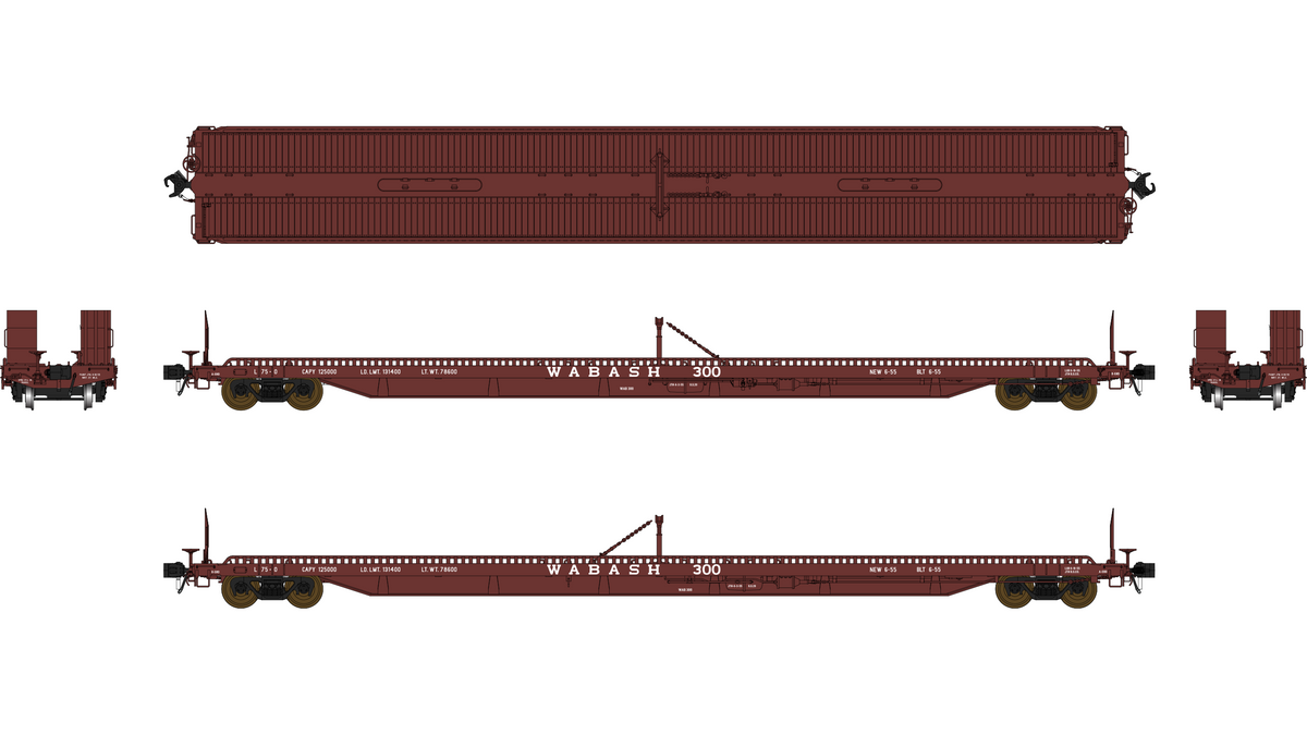 Class One Model Works (FC00814) F39 Flatcar 75' - Wabash Wabash 300 HO Scale