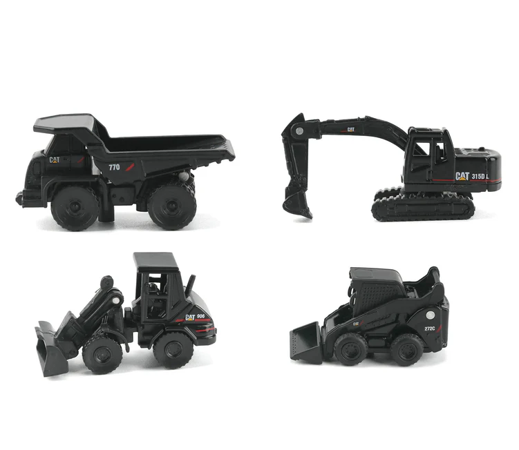 Diecast Masters CAT Micro Constructor Series | Special Edition Black Series | Pack A | 4 Pack