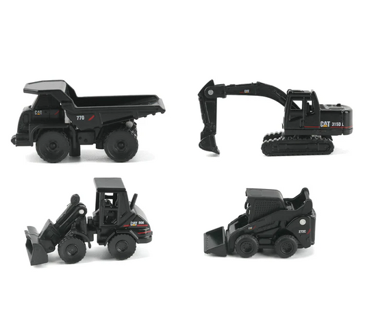 Diecast Masters CAT Micro Constructor Series | Special Edition Black Series | Pack A | 4 Pack