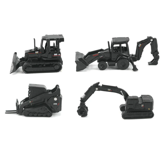 Diecast Masters CAT Micro Constructor Series | Special Edition Black Series | Pack B | 4 Pack