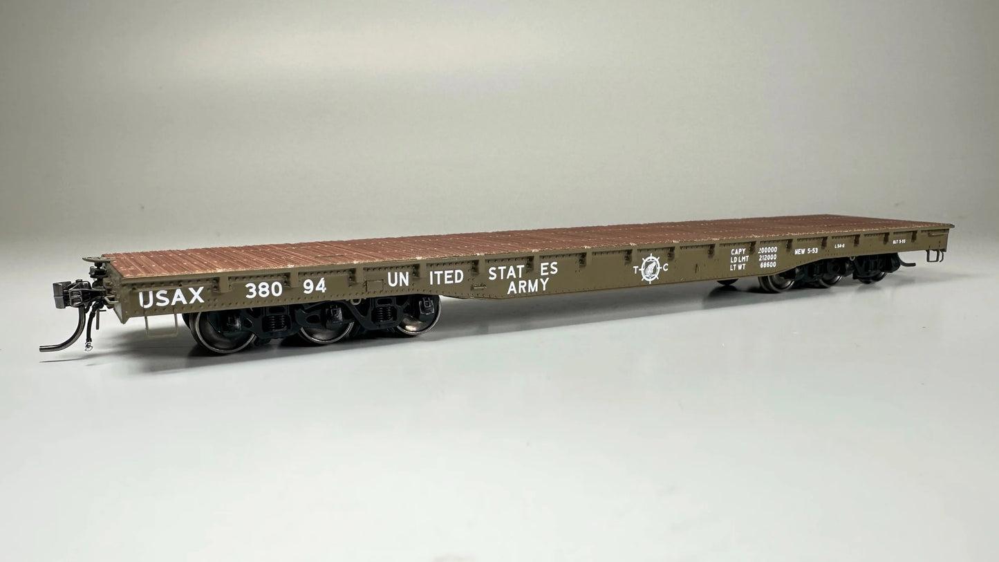 Rapido (199002A) | Magor 54' Department of Defense Flatcar | DODX #38128 (Early Patch) | HO Scale