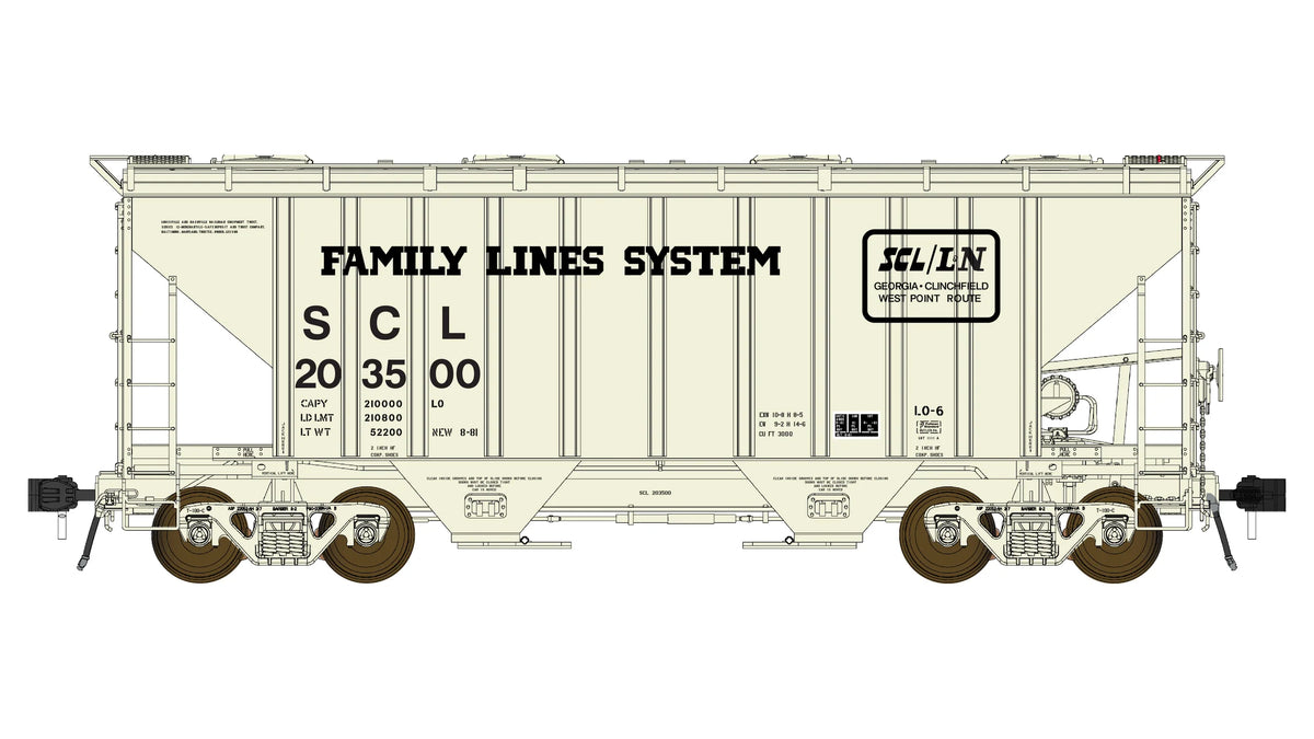 Class One Model Works FC01022 PS 3000CD Two-Bay Hopper Family Lines Seaboard Coast Line #203500 HO Scale