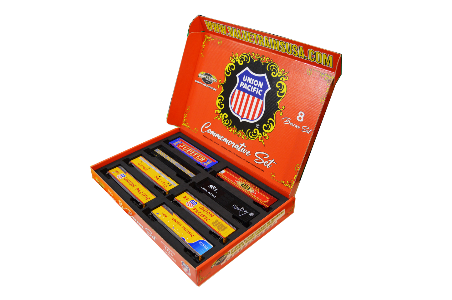 Value Trains Kadee Equipped ACF 50' 6" Boxcar Commemorative Edition Set - Union Pacific - 8 Car Set - HO Scale