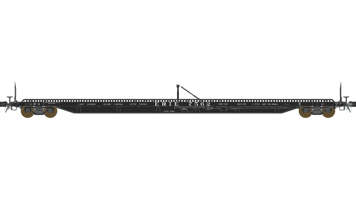 Class One Model Works (FC00808) F39 Flatcar 75' - Erie Erie 7562 HO Scale