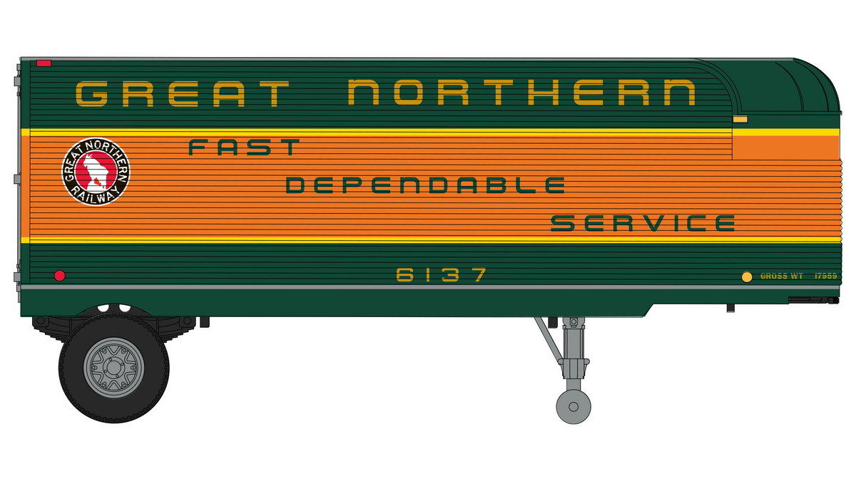 Class One Model Works (TR00105) Fruehauf 26' Trailer - Great Northern Railway HO Scale