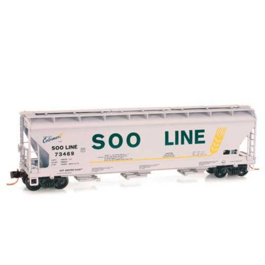 Micro-Trains (09400150) • ACF 3-Bay Covered Hopper w/ Elongated Hatches • Soo Line #73469 • N Scale (Pre-Owned)