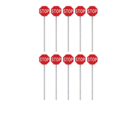 Walthers SceneMaster 949-4212 • Stop Signs • 1954-Present • Pkg of 10 • HO Scale