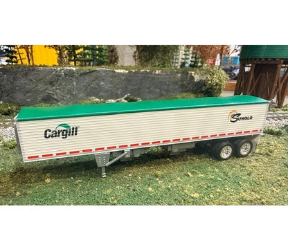 HO Logistics Replicas (HL-463) | 39' Covered Grain Trailer | Sunglo Cargill w/ Green Tarp | HO Scale