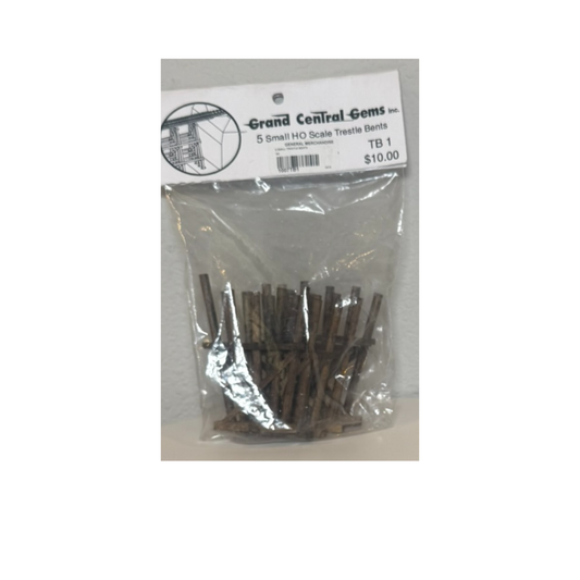 Grand Central Gems Small Trestle Bents 5-Pack Wood Construction HO Scale (NOS)
