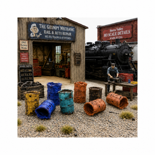 Sierra Valley HO Scale Details | Thrashed Out Barrels | Pkg of 10 | HO Scale