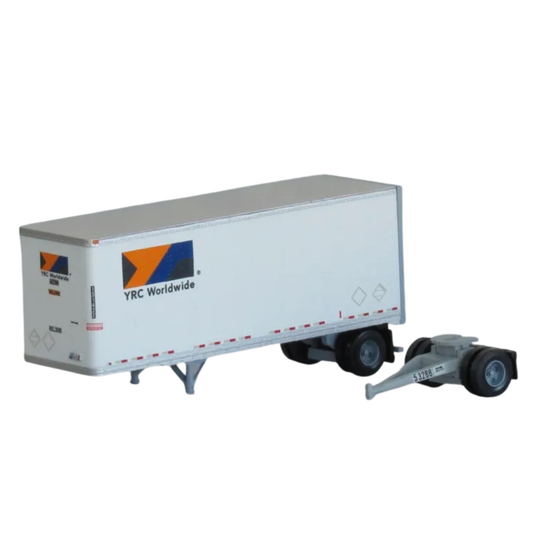 Trainworx (42890-01) | 28' Pup Van Trailer with Converter Dolly | YRC #131422 | Assembled | N Scale