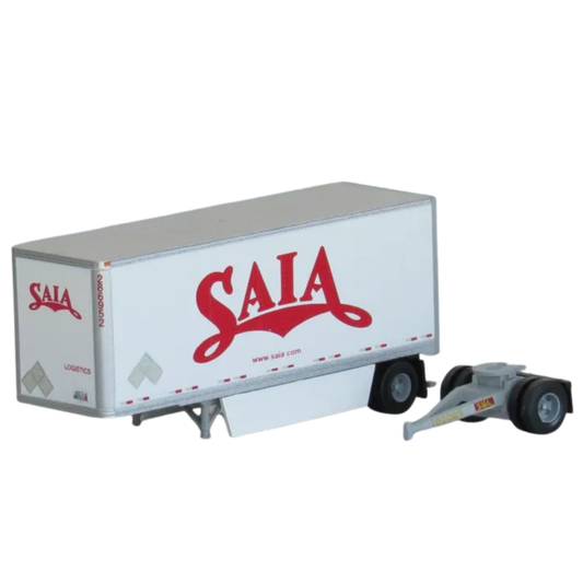 Trainworx (42892-01) | 28' Pup Van Trailer with Converter Dolly | SAIA #286952 | Assembled | N Scale