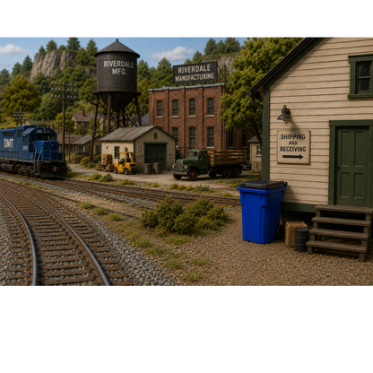 Big Dog Trains | Blue Trash Can | Pkg of 10 | HO Scale