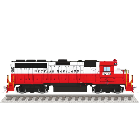 Rapido (1078543) • EMD GP40 • Western Maryland #3799 • Circus Scheme • DC/DCC/Sound • HO Scale (Pre-Order)