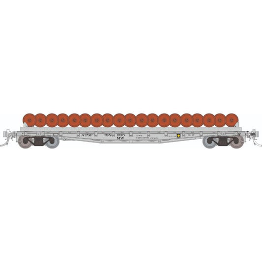 Rapido Class F30D 50' Wheel Flatcar w/ Load (138501A) | Single | ATSF | HO Scale